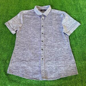 Marc Anthony Size S Button Up Slim Fit Heather Gray Short Sleeve Jersey Shirt